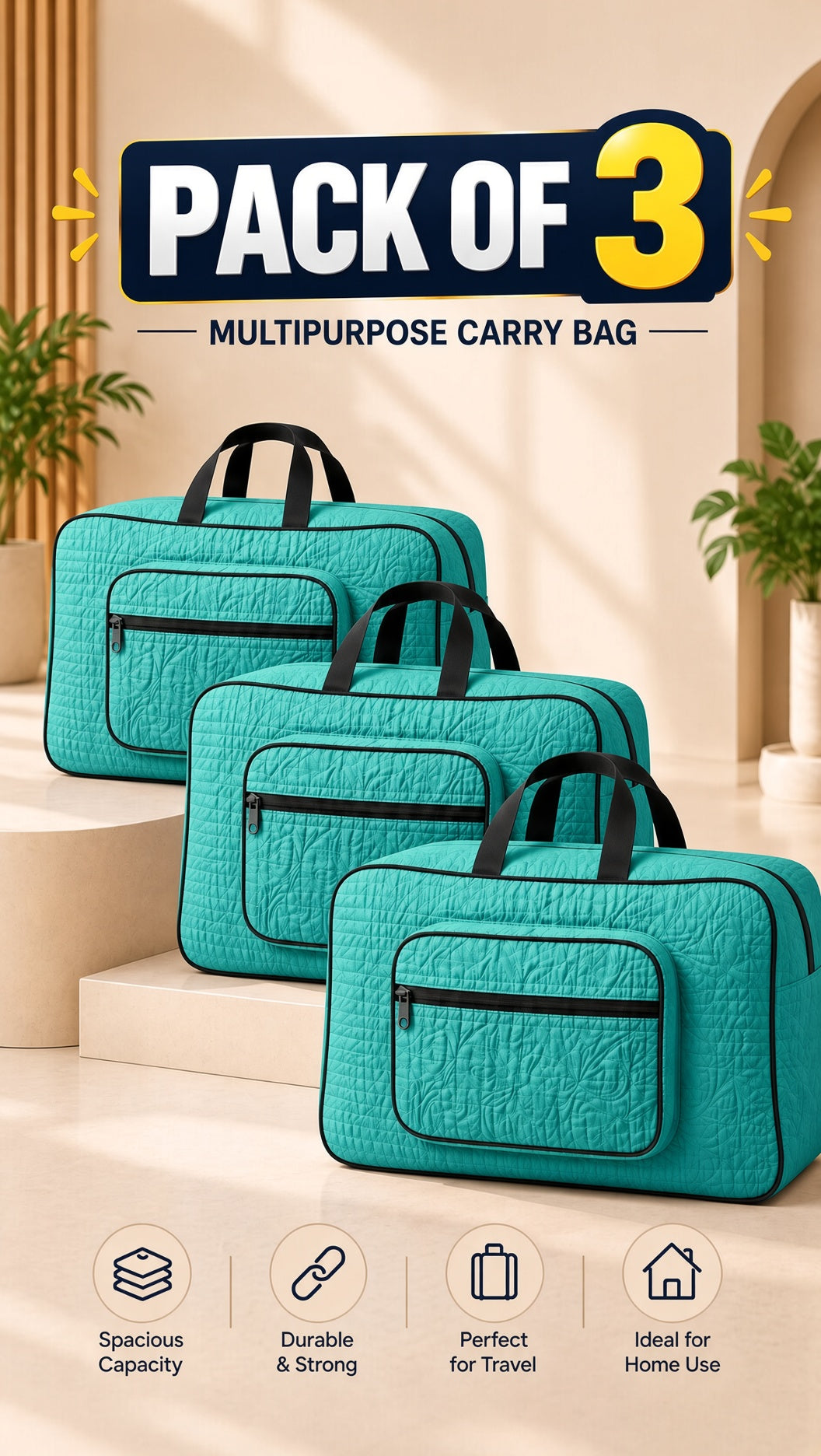 Signature Carry Ease Quilted Bag - Storage & Travelling Bag [Zinc]